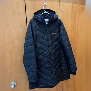 EUC - XL Columbia black puffer hooded coat w OmniHeat liner